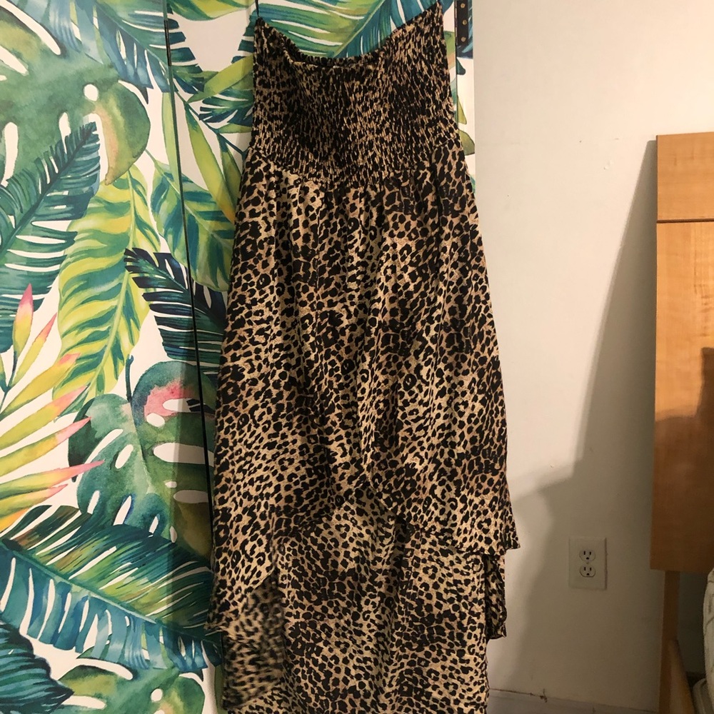 High and low leopard dress
